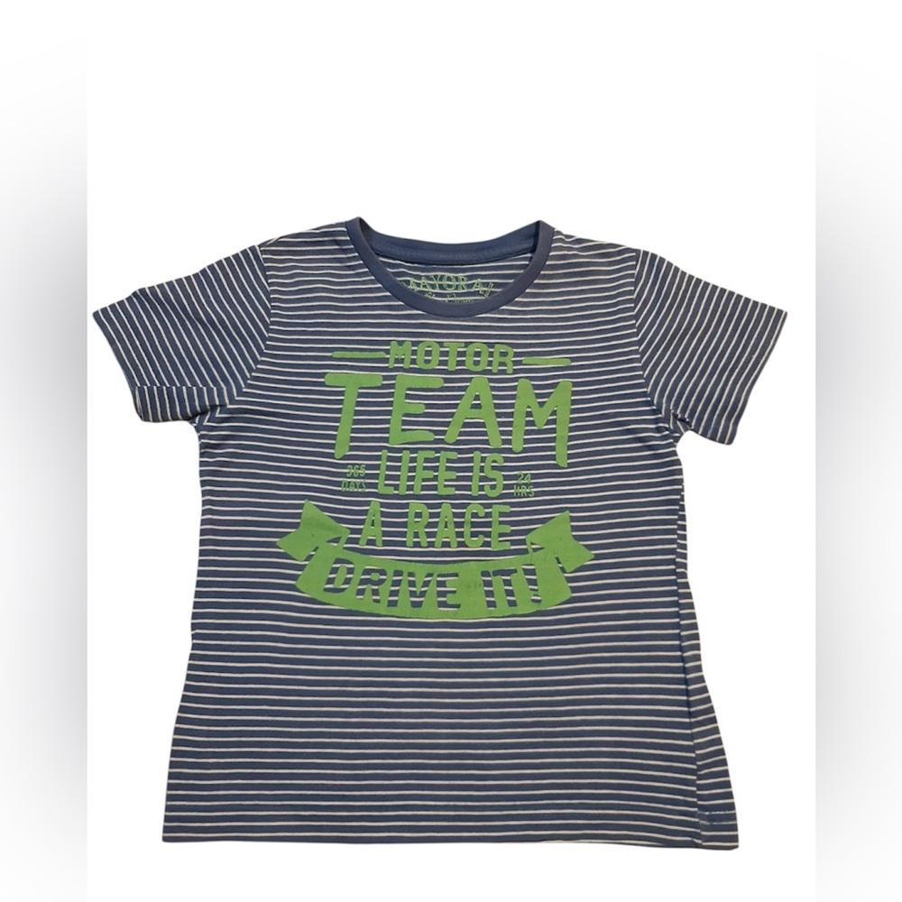 Mayoral Boys Striped Blue and Green Motor Kids T-Shirt Size 2T 3T